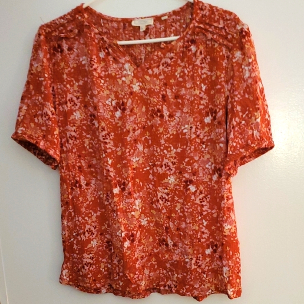 Fat Face Rust Floral Blouse